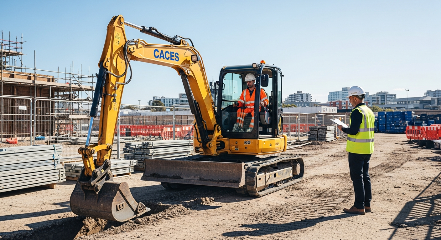 CACES R482 test pratique excavatrice conduite sécurité