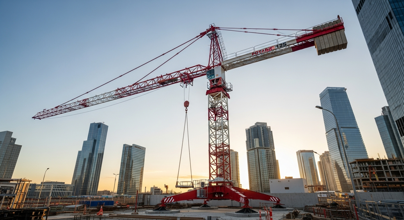 Potain MC 125 grue à tour sur un chantier de construction urbain