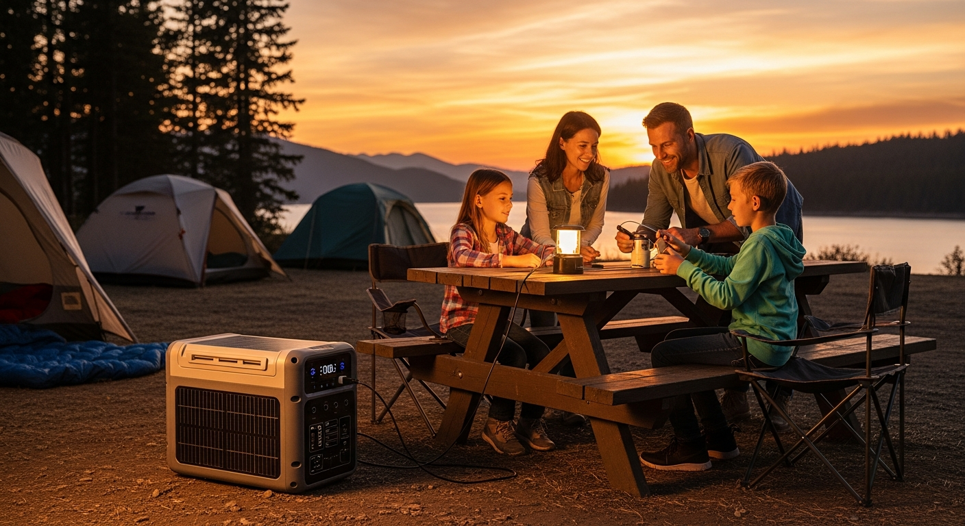 Portable Solar Generators high quality professional showcase of the latest model in an outdoor setting