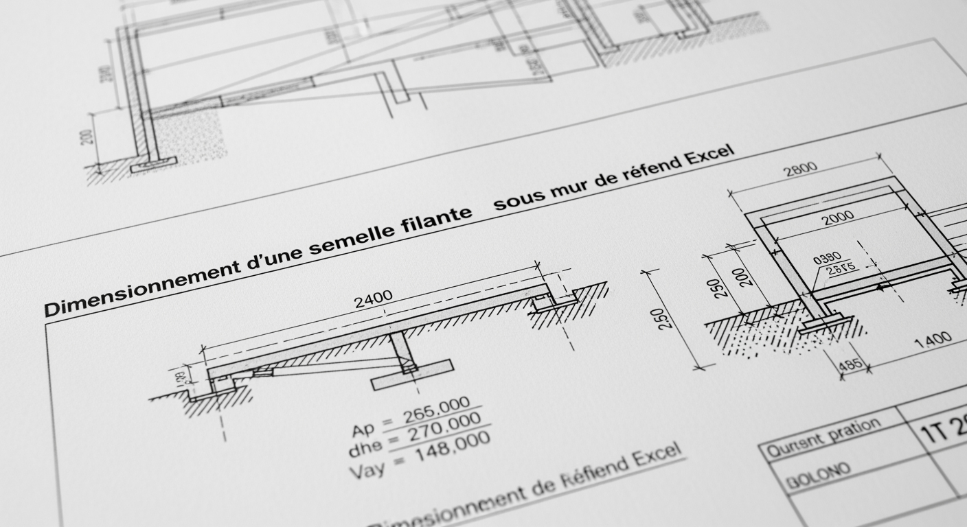 Dimensionnement d'une semelle filante sous mur de refend Excel - 4Génie Civil