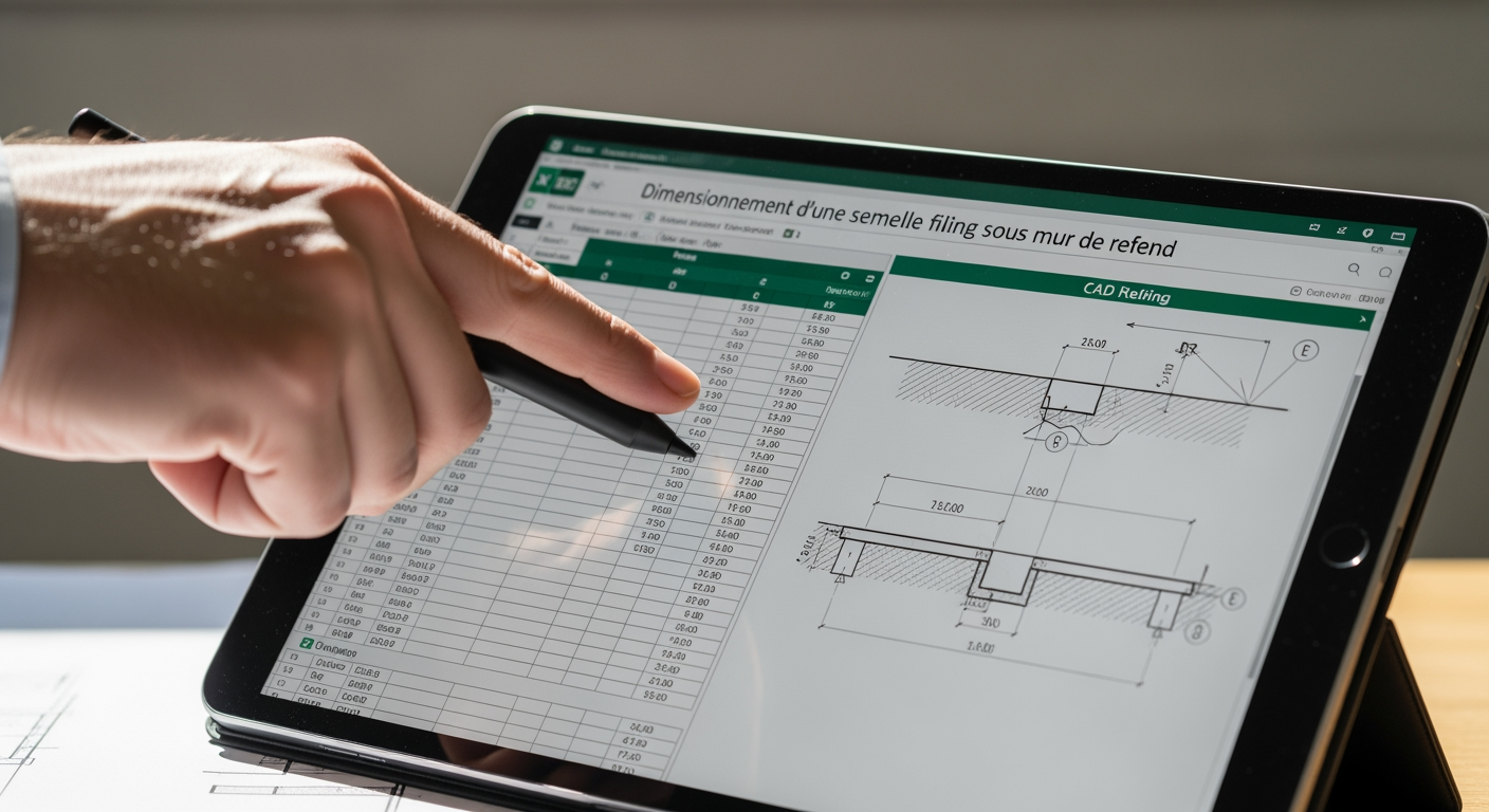 Dimensionnement d'une semelle filante sous mur de refend Excel - 4Génie Civil