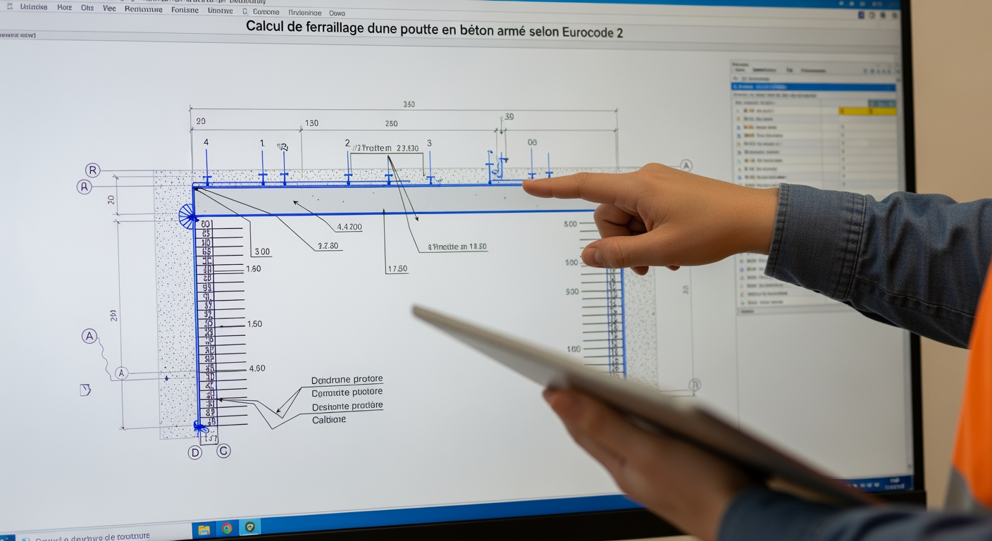 Calcul de ferraillage d'une poutre en béton armé selon Eurocode 2 - 4Génie Civil