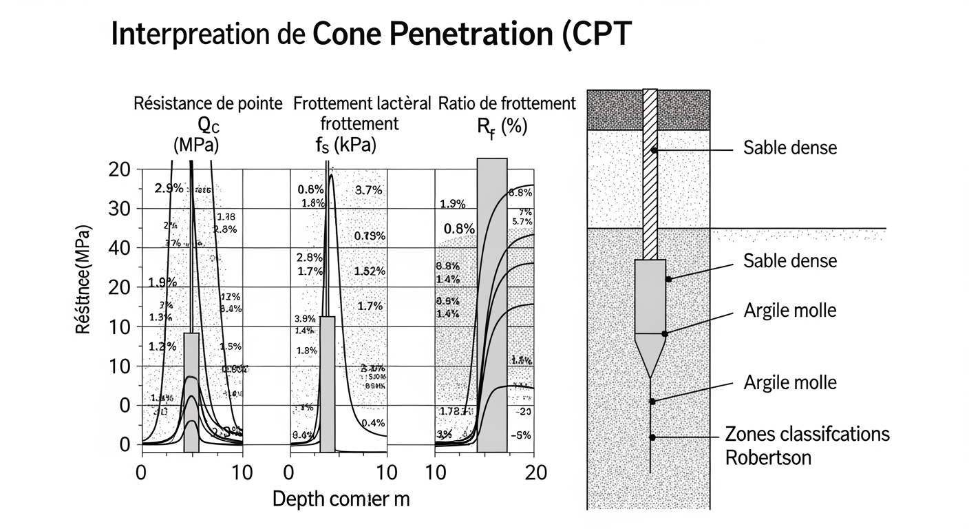 Interprétation des résultats d'un essai pénétrométrique statique CPT - 4Génie Civil