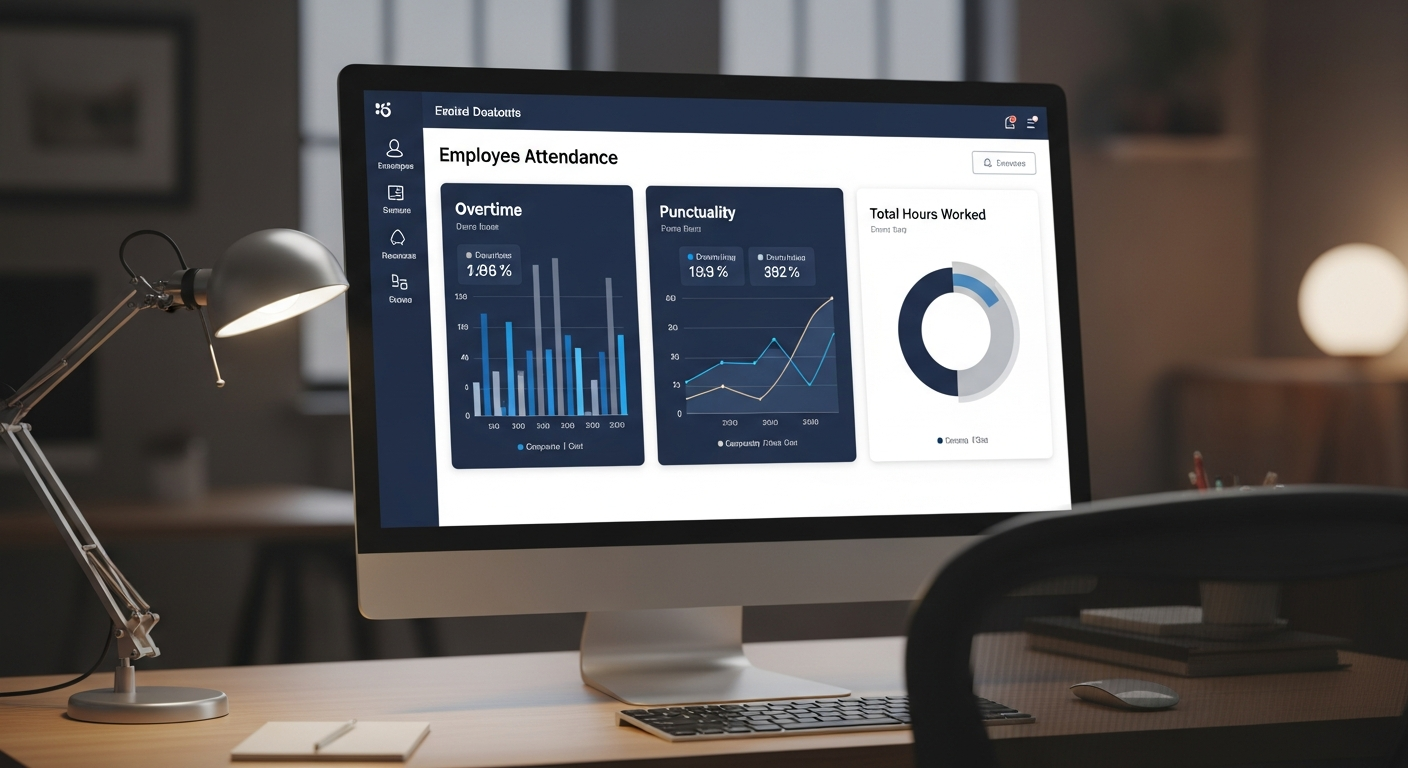 نموذج تايم شيت حضور وانصراف آلي مع تحليلات بيانية