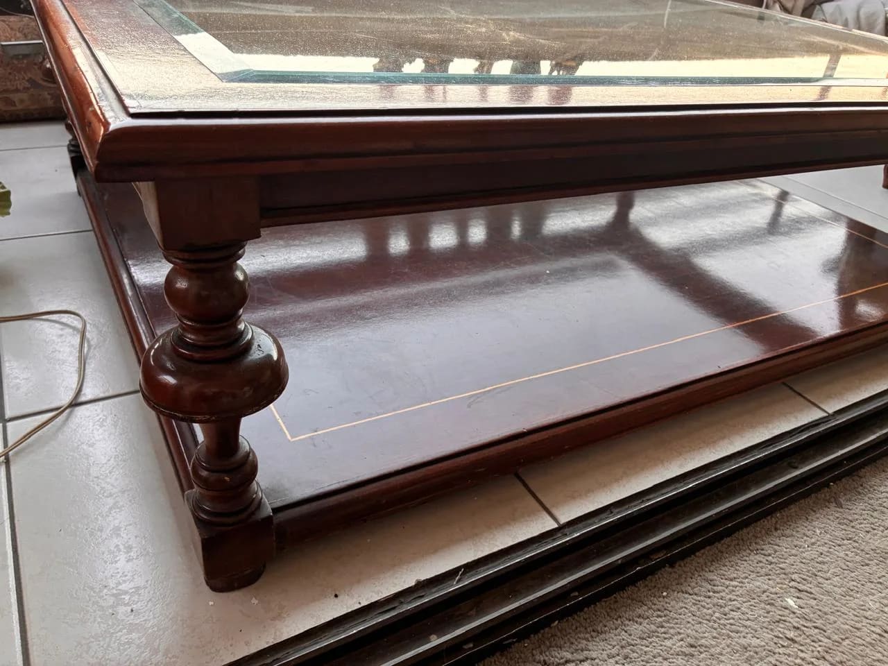 Mesa de Centro de Madera con Vidrio - Imagen 2