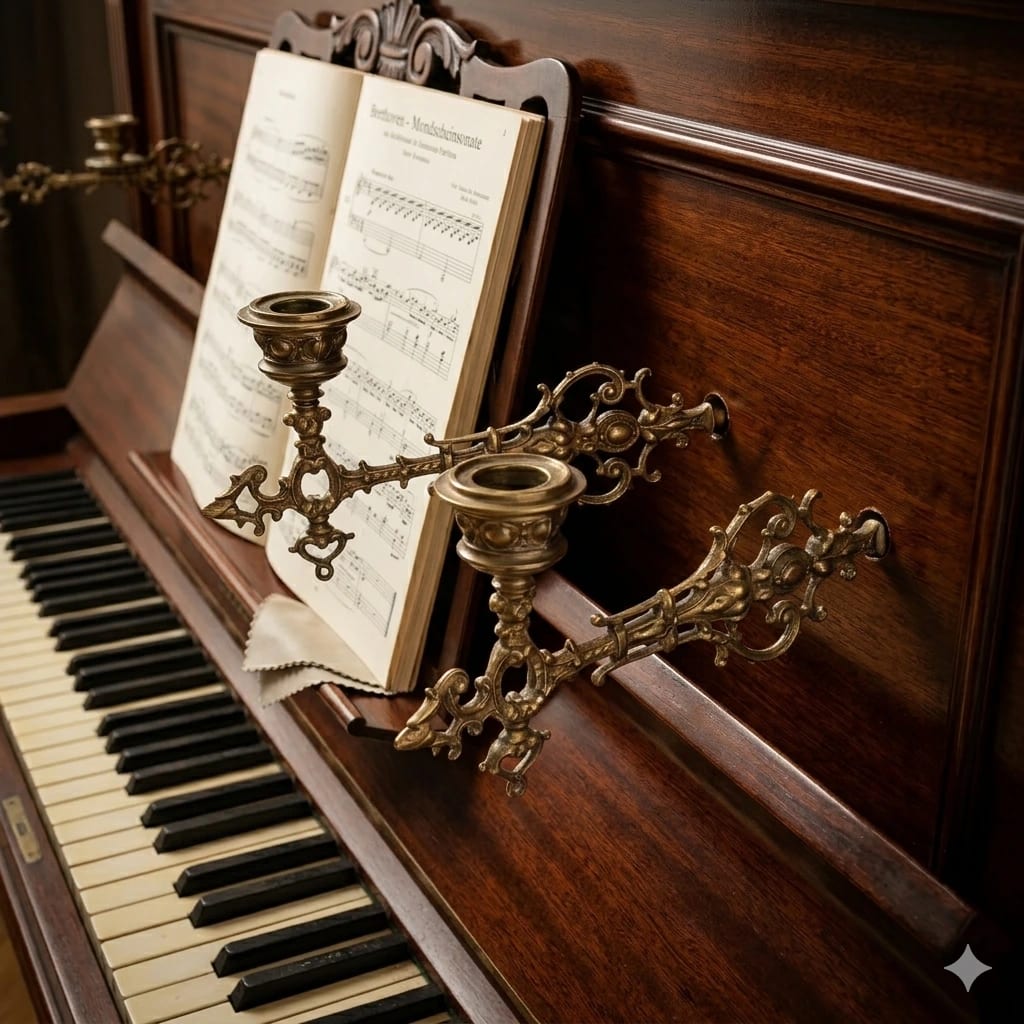 Pareja de Apliques de bronce para piano - Imagen 1