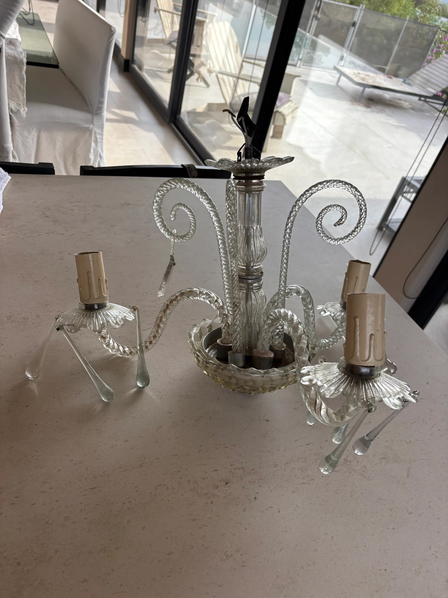 Lampara candelabro de cristal de Murano 3 brazos - Imagen 3