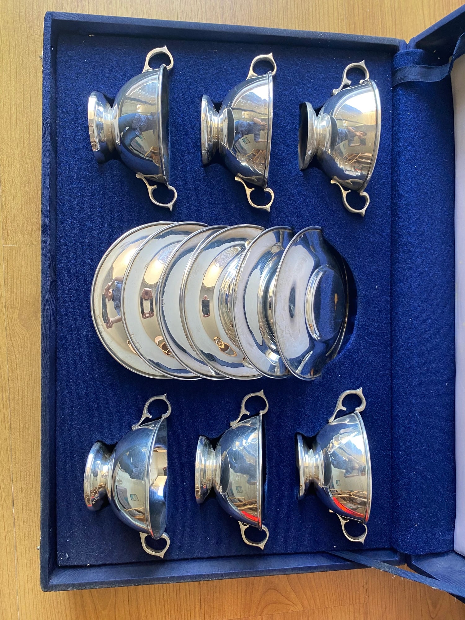 Juego de 6 tazas de consomé plaqué - Imagen 5