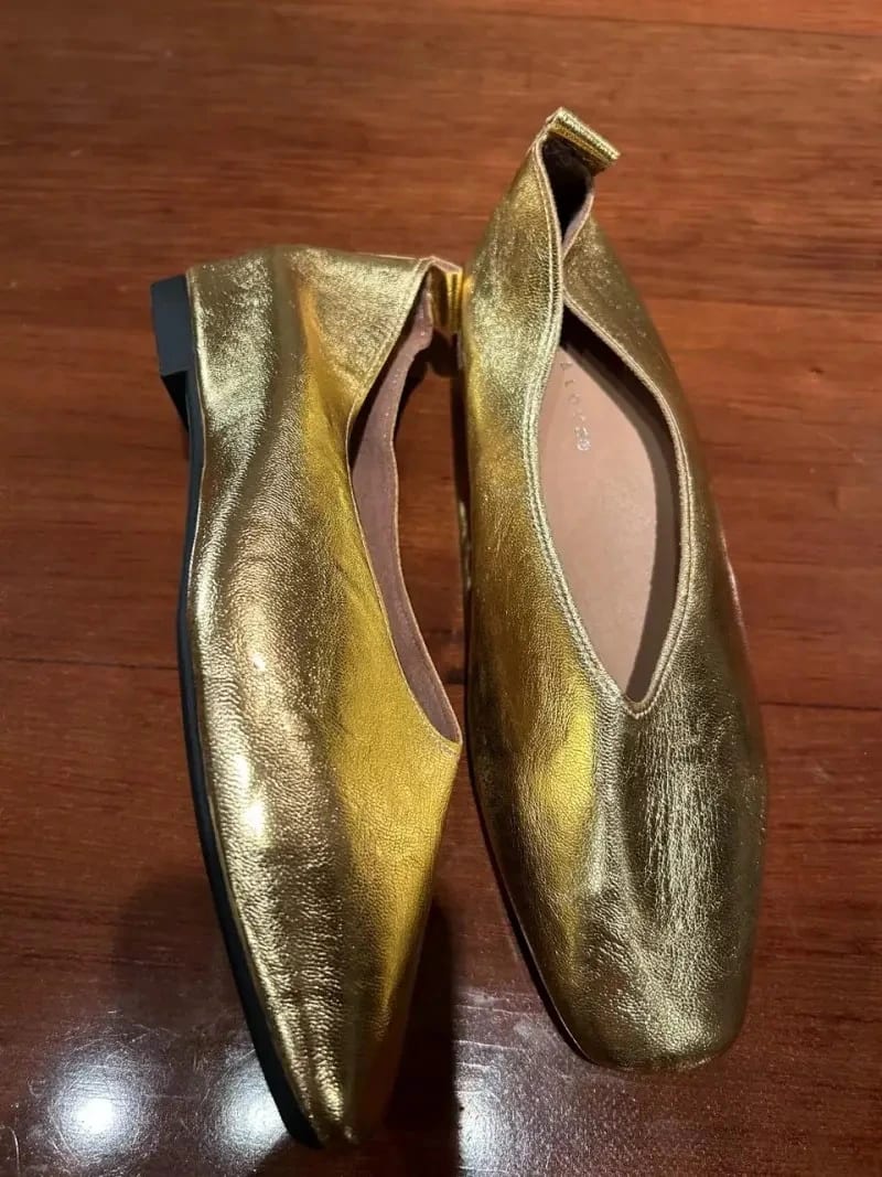 Ballerinas Doradas Nuevas 100% cuero talla 38US CMS 24,5 - Imagen 3