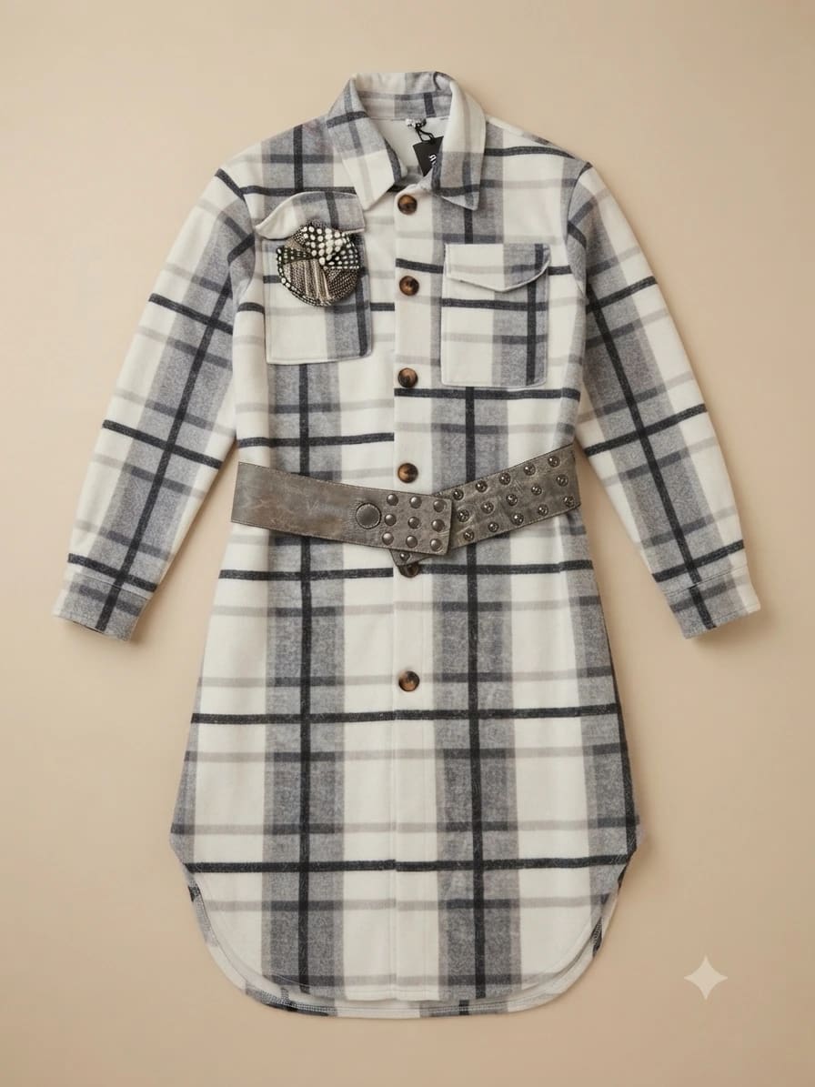 Camisa Larga a Cuadros - Estilo Urbano - Imagen 3