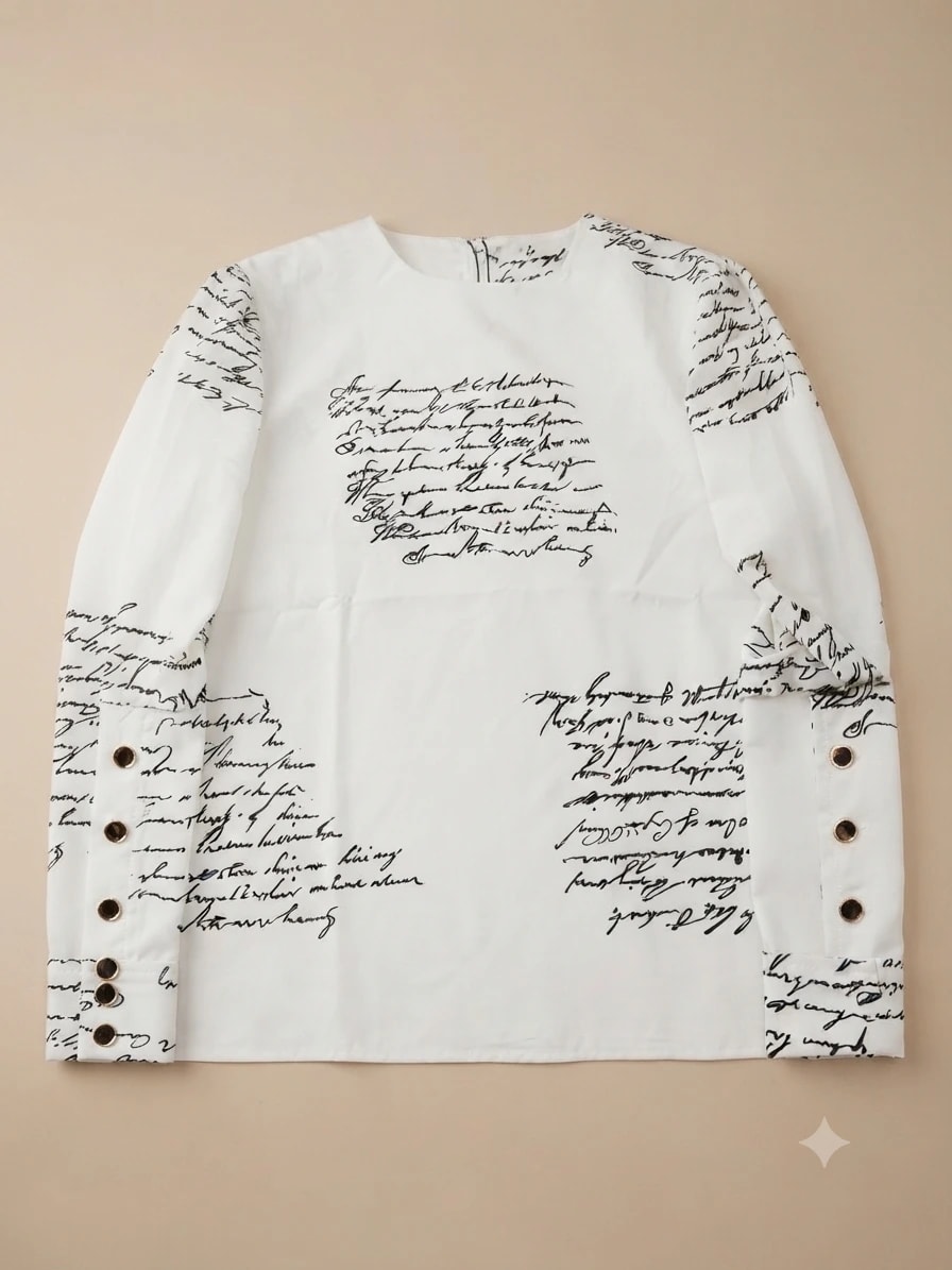 Blusa de Diseño con Estampado Caligráfico - Imagen 3