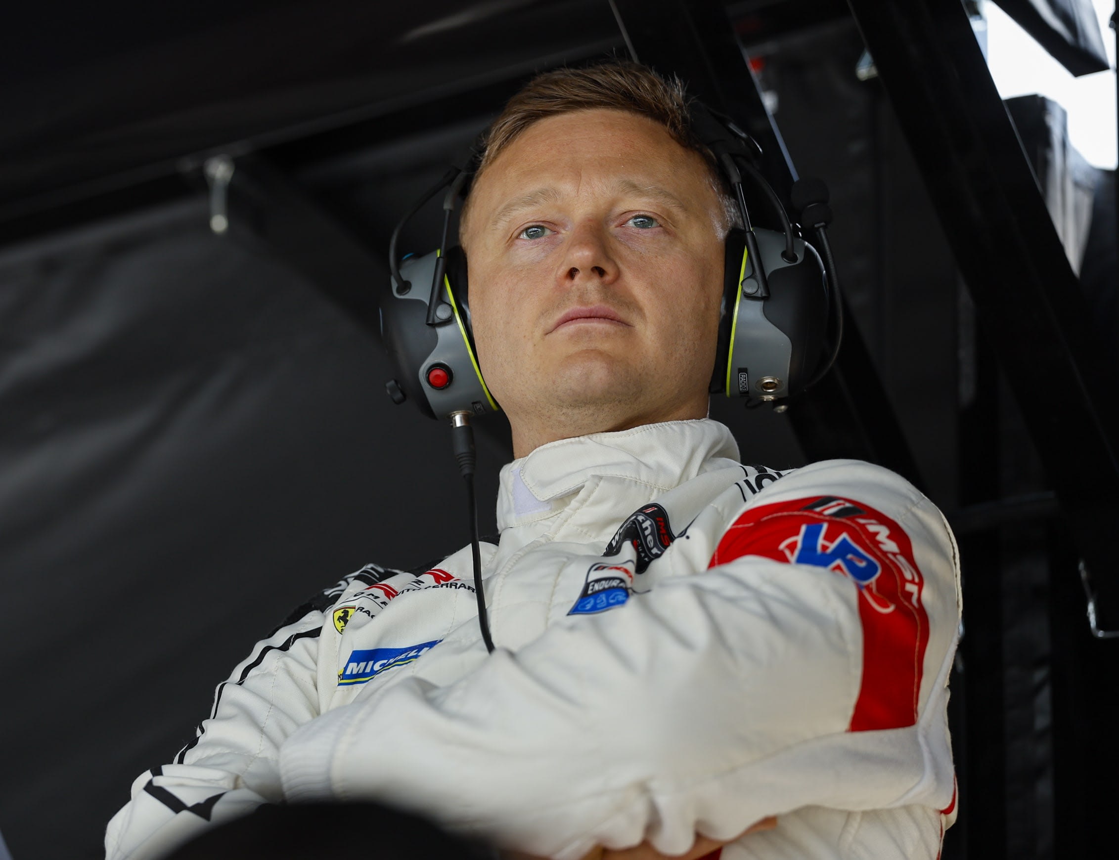 Andrew Waite, professional racing driver, in the paddock