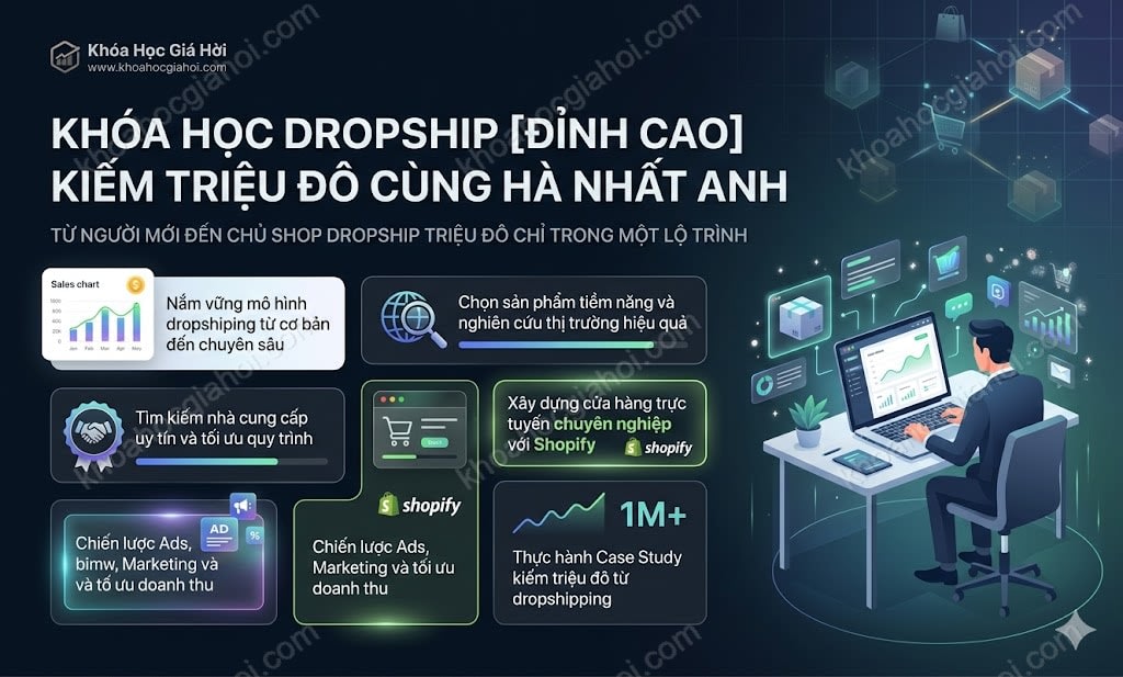 Khóa Học Dropship [Đỉnh Cao] Kiếm Triệu Đô Cùng Hà Nhất Anh