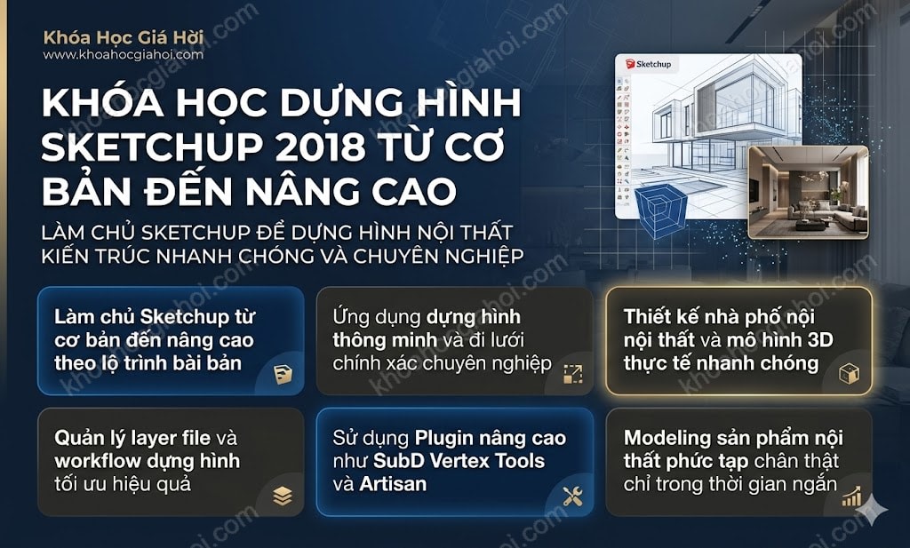 Khóa Học Dựng Hình Sketchup 2018 Từ Cơ Bản Đến Nâng Cao