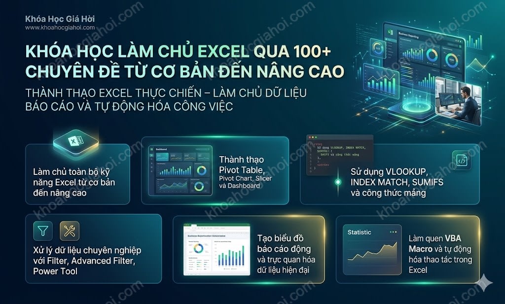 Khóa Học Làm Chủ Excel Qua 100+ Chuyên Đề Từ Cơ Bản Đến Nâng Cao