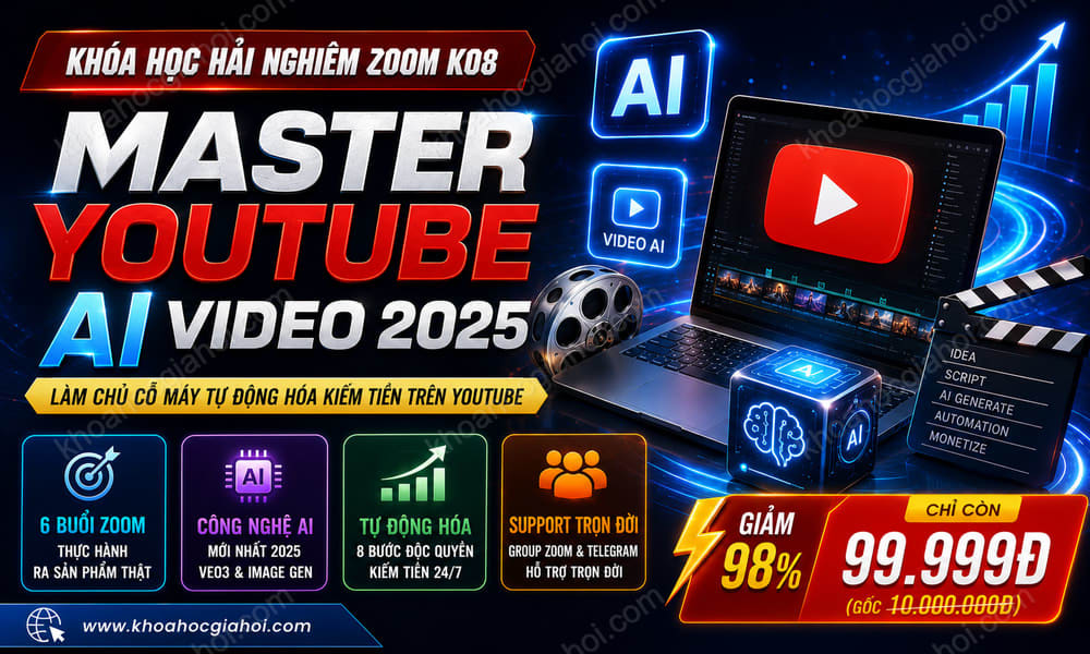 Khóa Học Hải Nghiêm Zoom K08 – Master Youtube AI Video 2025