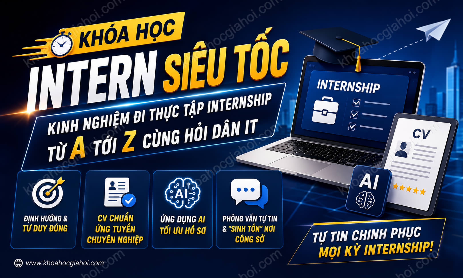 Khóa Học Intern Siêu Tốc - Kinh Nghiệm Đi Thực Tập Internship Từ A tới Z Cùng Hỏi Dân IT