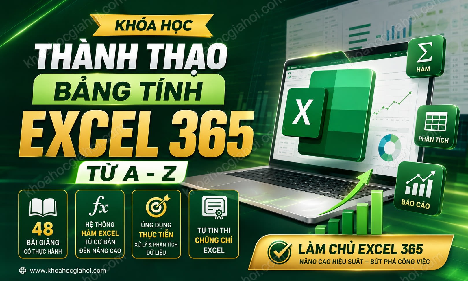 Khóa Học Thành Thạo Bảng Tính Excel 365 Từ A - Z