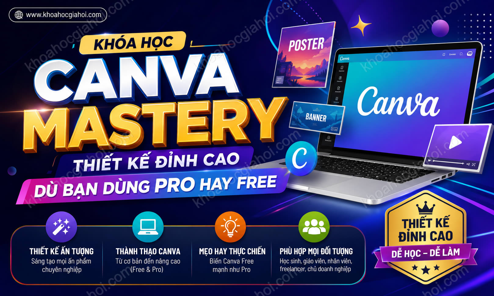 Khóa Học Canva Mastery: Thiết Kế Đỉnh Cao Dù Bạn Dùng Pro Hay Free