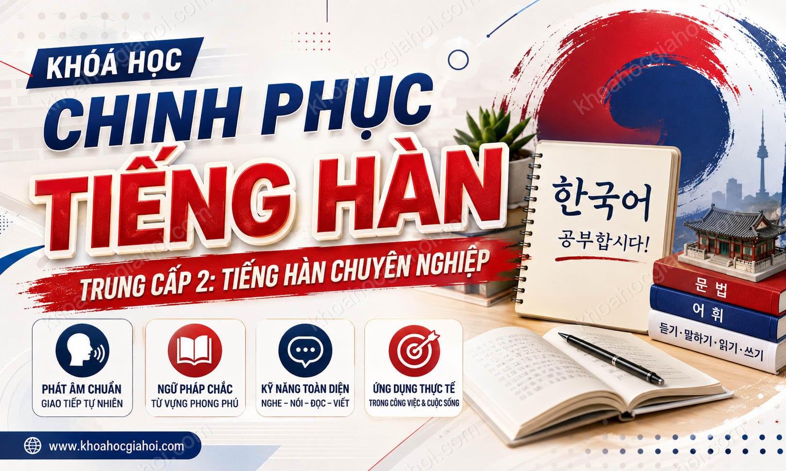 Khóa Học Chinh Phục Tiếng Hàn Trung Cấp 2: Tiếng Hàn Chuyên Nghiệp