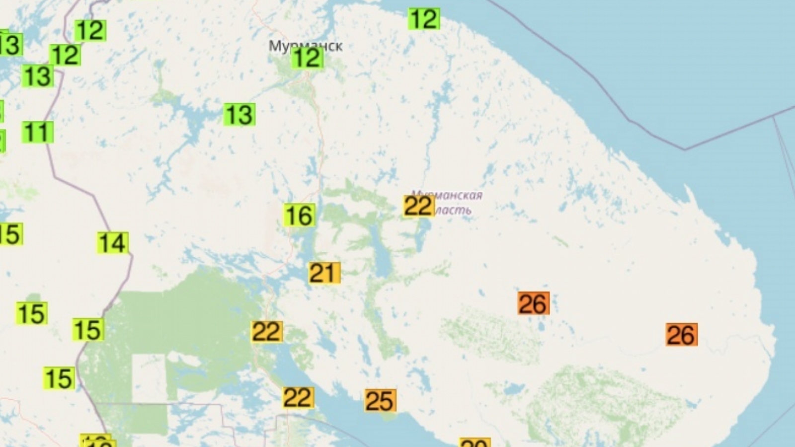 Карта погоды мурманск