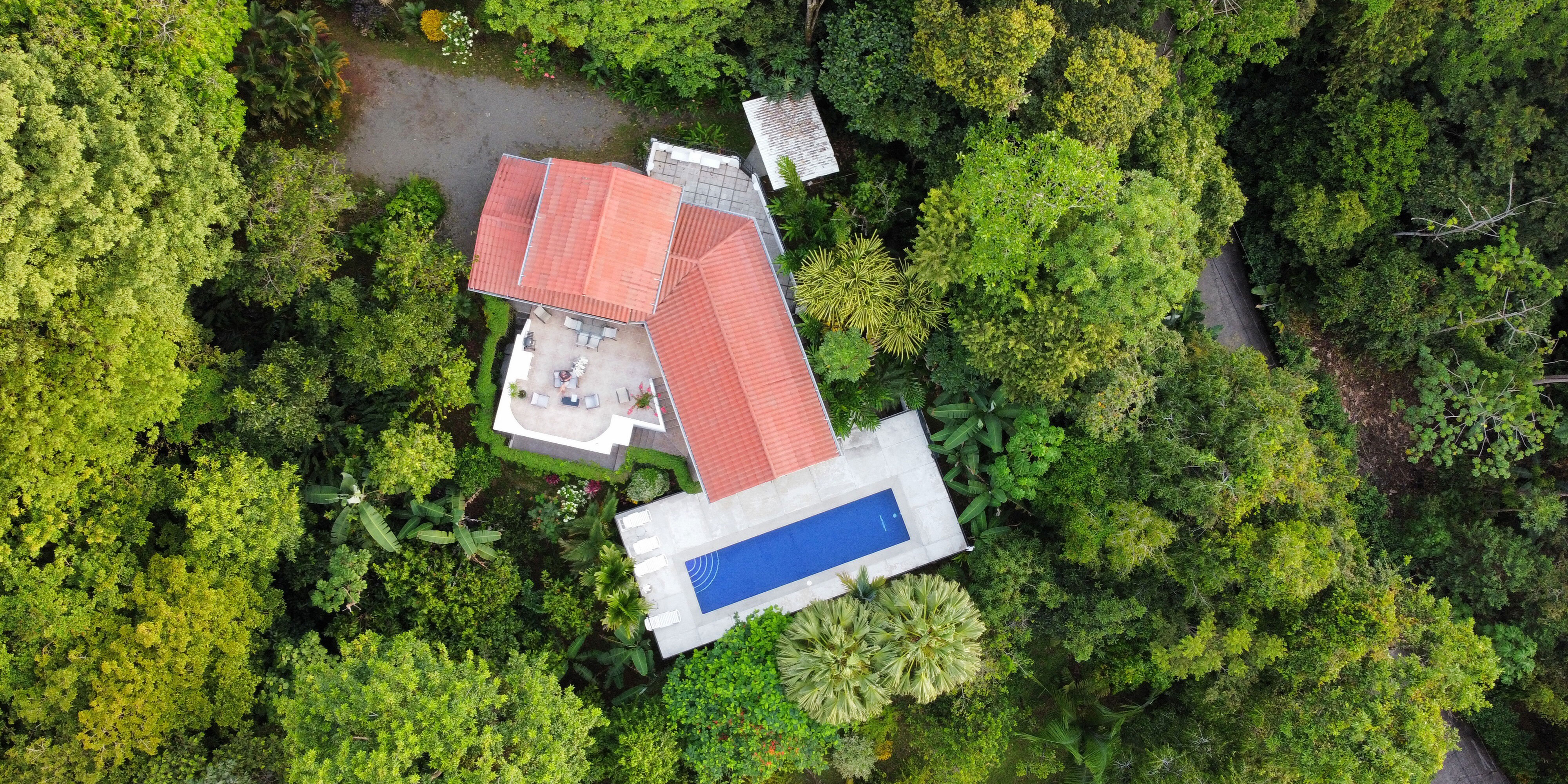 view of villa tekla from the sky