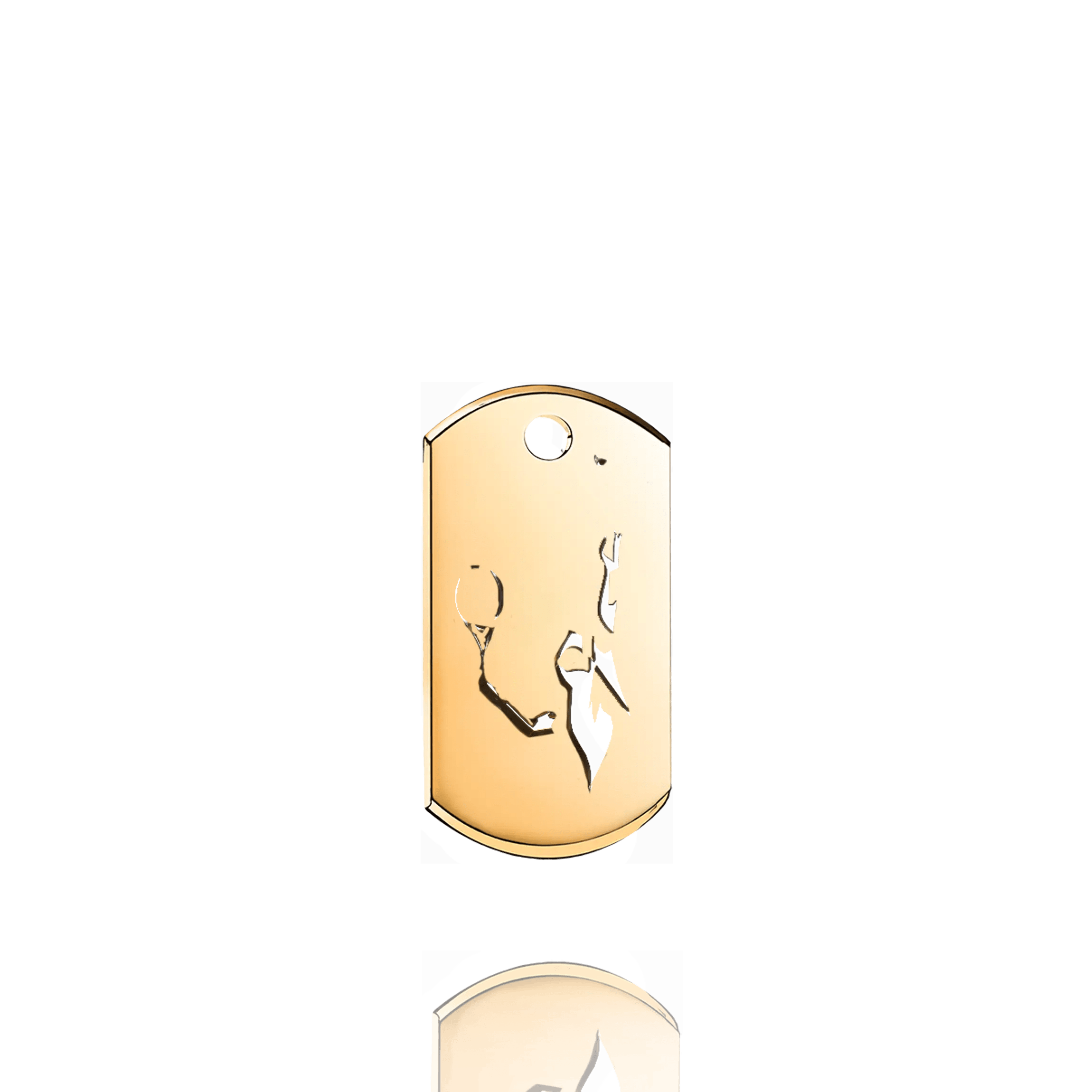 La figura esculpida del jinete de polo en oro amarillo destaca por su detalle y realismo, transmitiendo la apasionada conexión con este deporte aristocrático