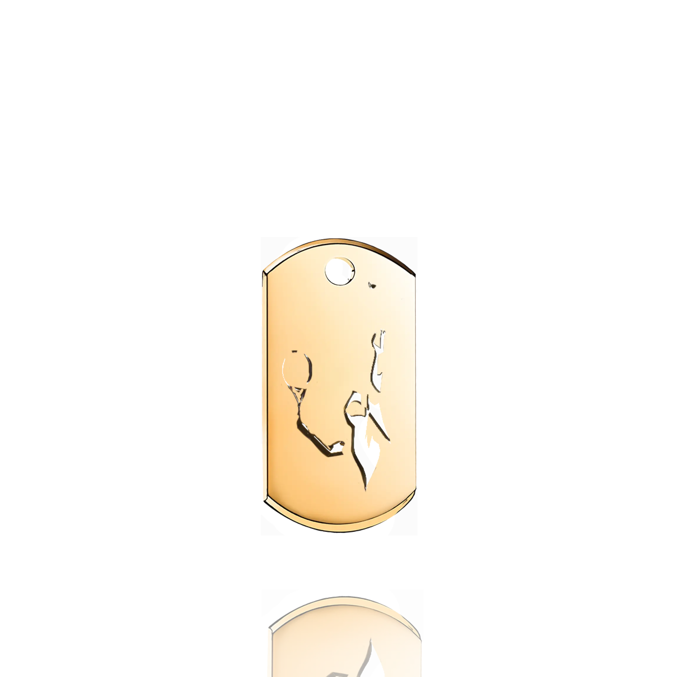 La figura esculpida del jinete de polo en oro amarillo destaca por su detalle y realismo, transmitiendo la apasionada conexión con este deporte aristocrático