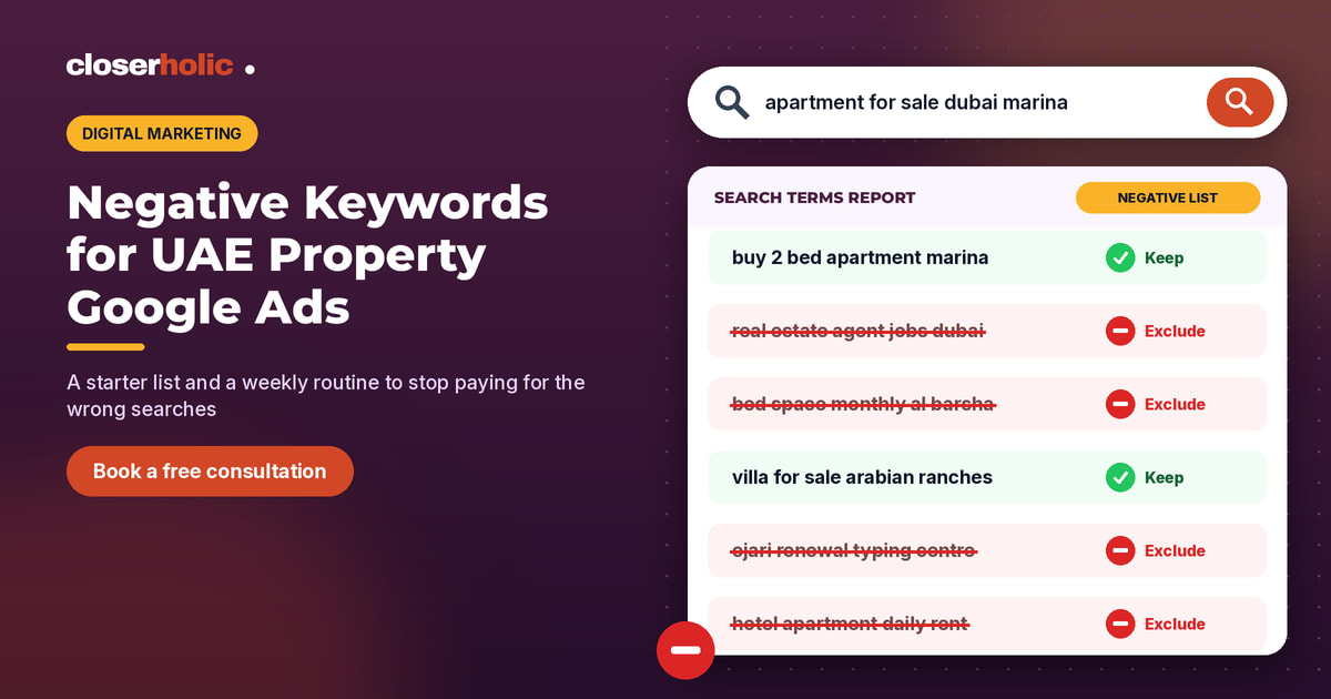 Negative Keywords for UAE Property Google Ads: A Starter List