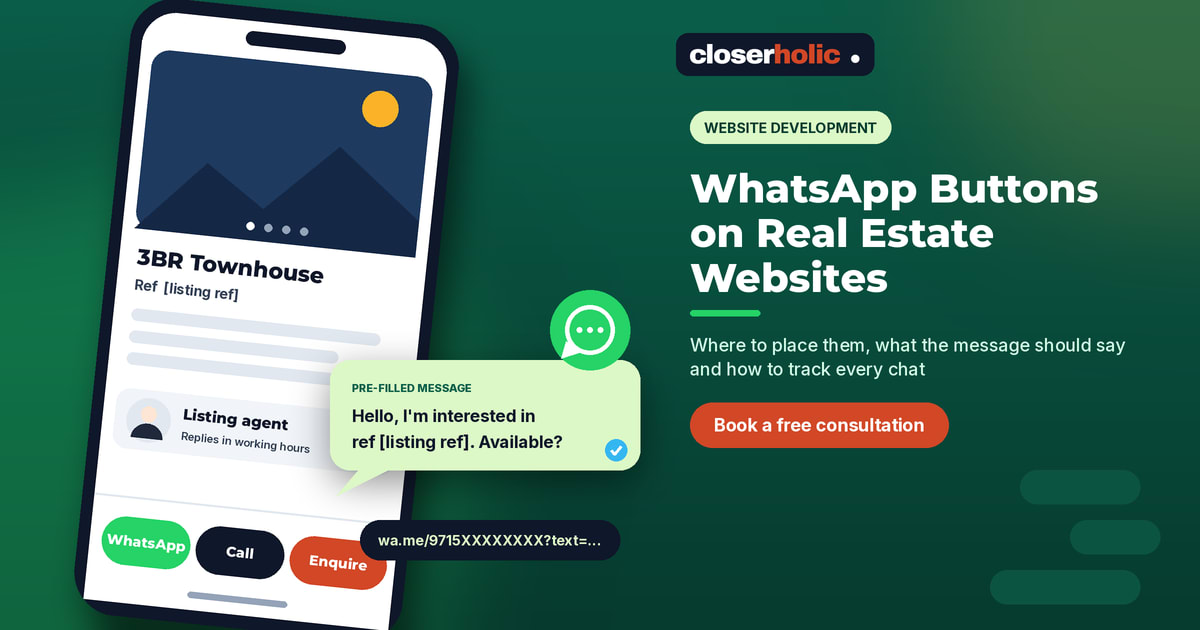 WhatsApp Buttons on Real Estate Websites: Placement, Messages and Tracking