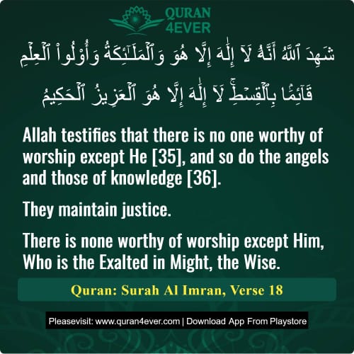 Quran Surah 3 Verse 18