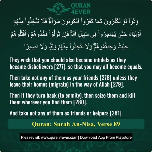 Quran Surah 4 Verse 89