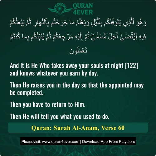 Quran Surah 6 Verse 60