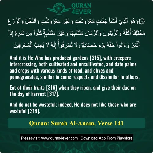 Quran Surah 6 Verse 141