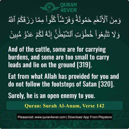 Quran Surah 6 Verse 142
