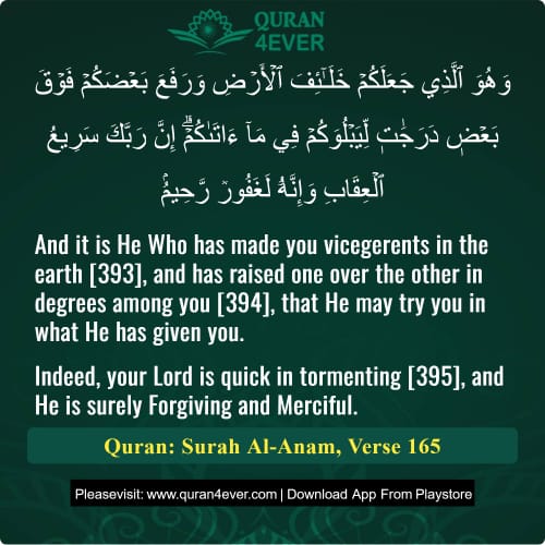 Quran Surah 6 Verse 165