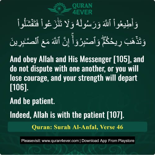 Quran Surah 8 Verse 46 Quran Surah 8 Verse 46