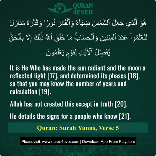 Quran Surah 10 Verse 5