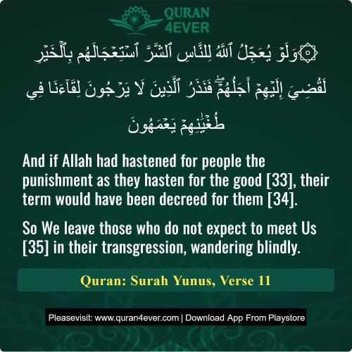 Quran Surah 10 Verse 11