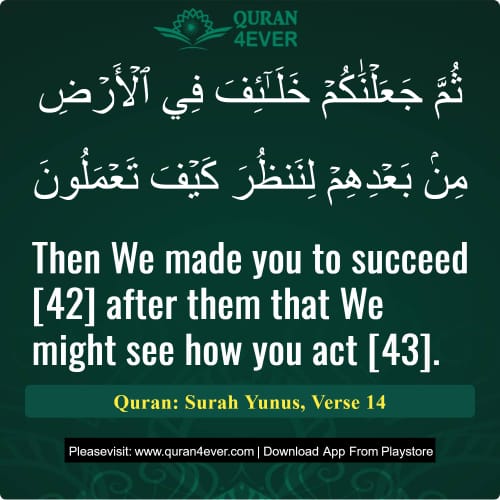 Quran Surah 10 Verse 14