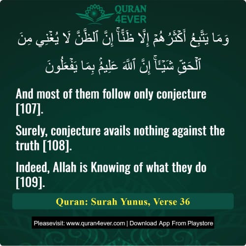 Quran Surah 10 Verse 36