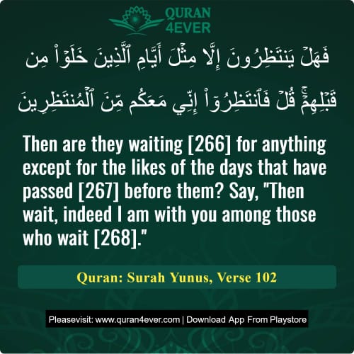 Quran Surah 10 Verse 102