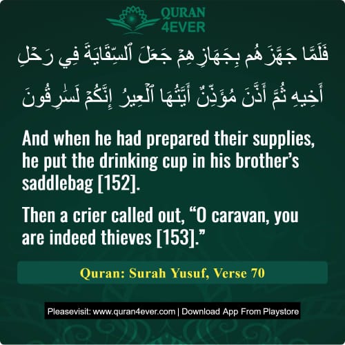 Quran Surah 12 Verse 70
