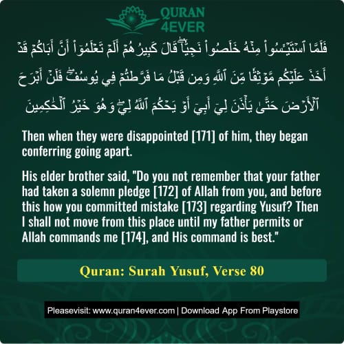 Quran Surah 12 Verse 80