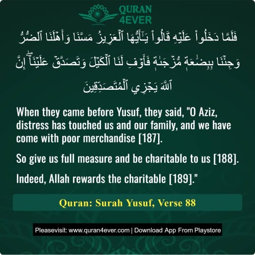 Quran Surah 12 Verse 88