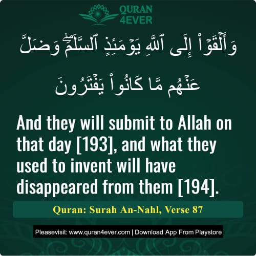 Quran Surah 16 Verse 87