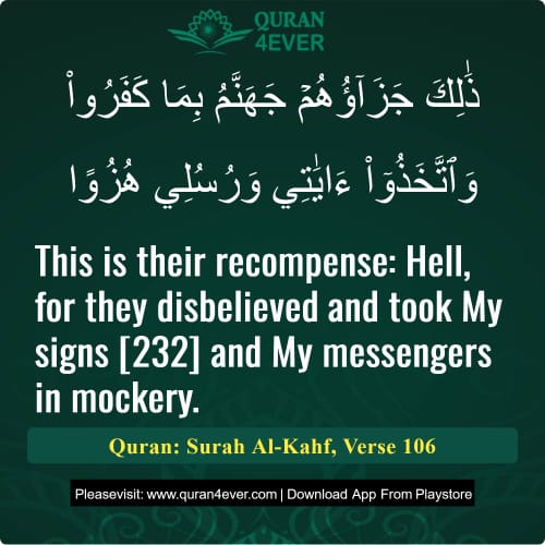 Quran Surah 18 Verse 106 Quran Surah 18 Verse 106