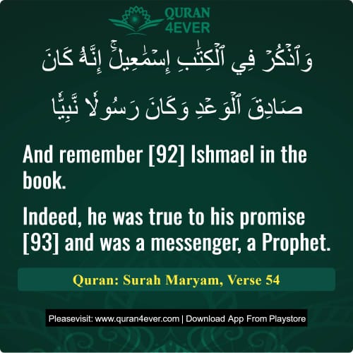 Quran Surah 19 Verse 54 Quran Surah 19 Verse 54