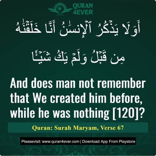 Quran Surah 19 Verse 67