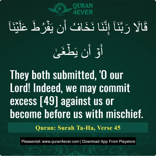 Quran Surah 20 Verse 45
